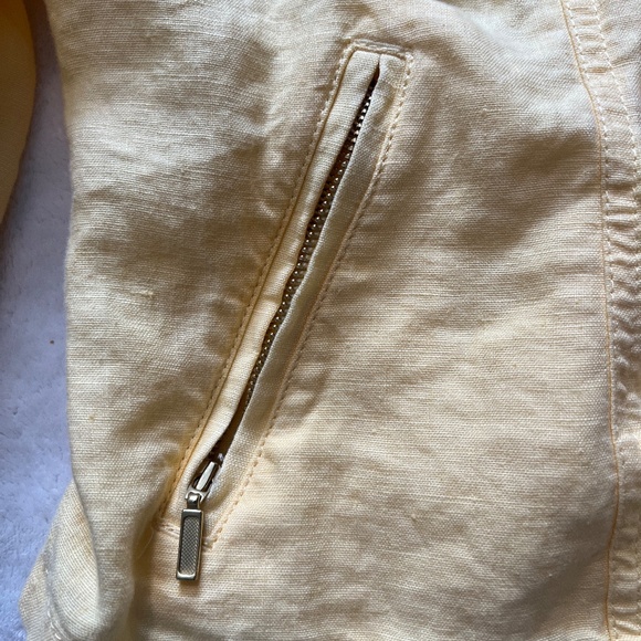 Chico's Yellow Linen Open Front Blazer - Picture 5 of 9